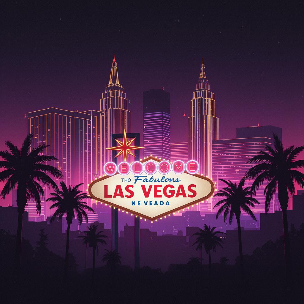 Stylized neon Las Vegas skyline illustration